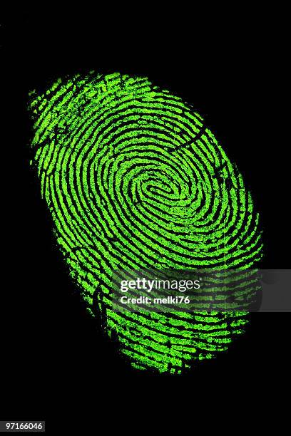 fingerprint in green neon for fluorescence - high key stock pictures, royalty-free photos & images