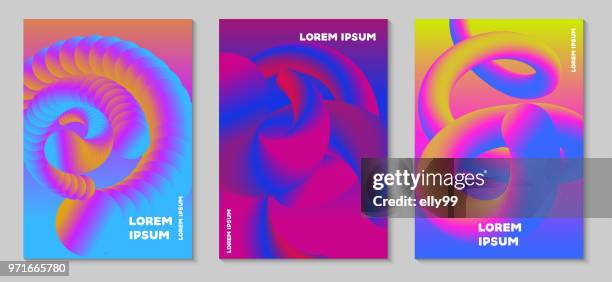 stockillustraties, clipart, cartoons en iconen met moderne kleurrijke neon cover set - elly99
