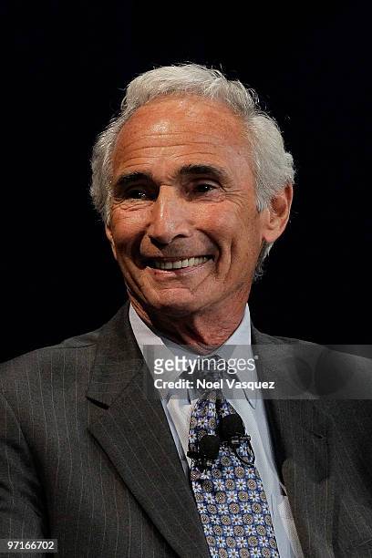 Sandy Koufax speaks at the "Koufax And Torre - Safe At Home" event at Nokia Theatre LA Live on February 27, 2010 in Los Angeles, California.