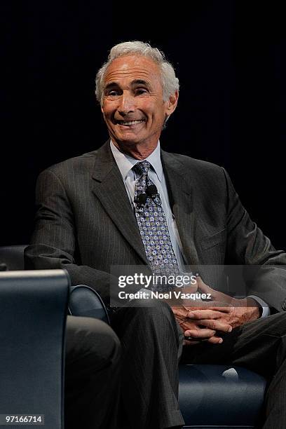 Sandy Koufax speaks at the "Koufax And Torre - Safe At Home" event at Nokia Theatre LA Live on February 27, 2010 in Los Angeles, California.