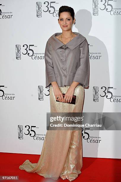 Actress Marion Cotillard attends the 35th Cesar Film Awards at Theatre du Chatelet on February 27, 2010 in Paris, France.