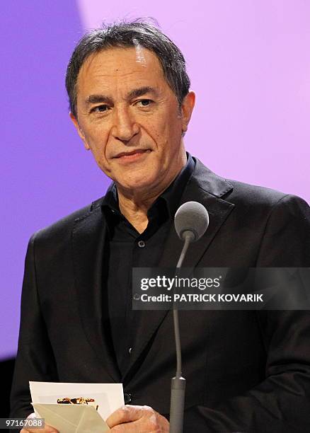 French actor Richard Berry prepares to annouce an award during the 35th Cesars French film awards ceremony on February 27, 2010 at the Chatelet...