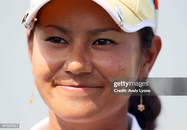 Ai Miyazato of Japan smiles after winning the HSBC Women's Champions at Tanah Merah Country Club on February 28, 2010 in Singapore, Singapore.