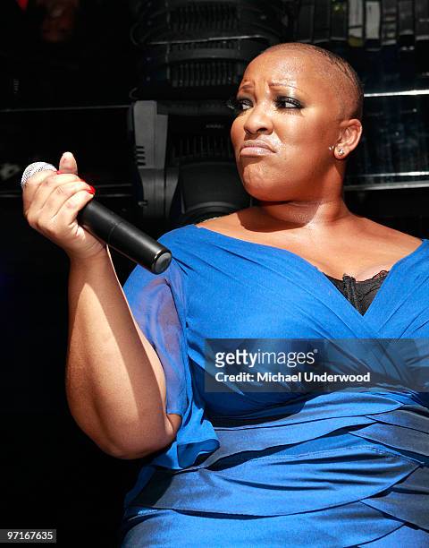 Singer Frenchie Davis performs onstage at Neicy Nash's "40, Fabulous N' Flirty" Birthday Party held at The Kress on February 27, 2010 in Hollywood,...