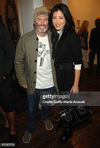 Sanuk Founder Jeff Kelley and actress Kelly Hu attend Sanuk Presents: An Evening For The Environment and launches the Rasta line at the Celebrity...