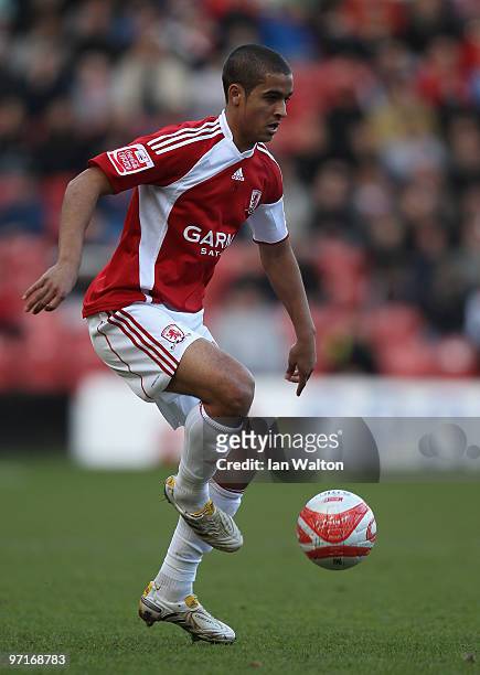 Kyle Naughton of Middlesbrough during the Coca-Cola Championship match between Middlesbrough and Queens Park Rangers at the Riverside Stadium on...