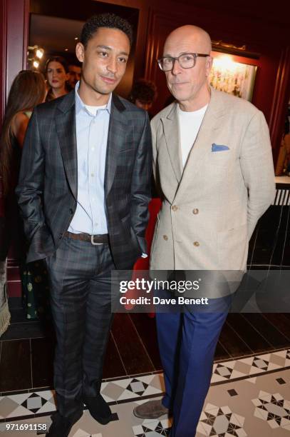 Loyle Carner and Dylan Jones attend the GQ Dinner co-hosted by Dylan Jones and Loyle Carner to celebrate London Fashion Week Men's June 2018 at...