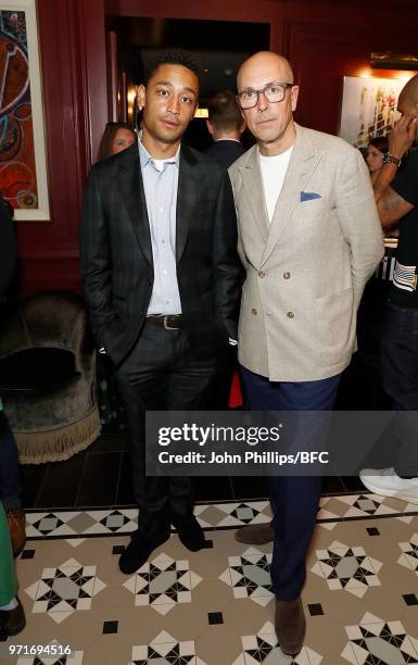 Loyle Carner and Dylan Jones host the GQ Dinner during London Fashion Week Men's June 2018 at the The Principal London on June 11, 2018 in London,...