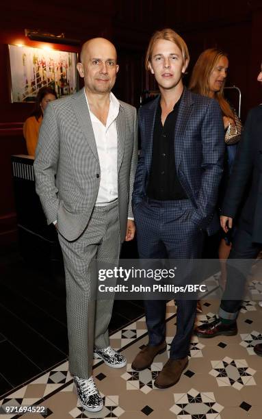 Marc Quinn and Tom Odell attend the GQ Dinner co-hosted by Loyle Carner during London Fashion Week Men's June 2018 at the The Principal London on...