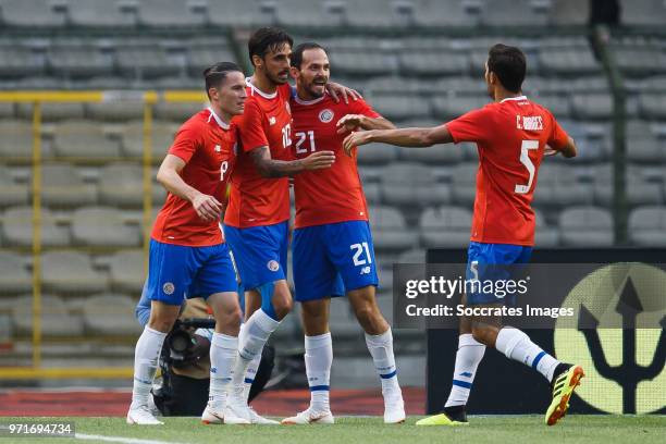 Bryan Ruiz of Costa Rica celebrates 0-1 with Bryan Oviedo of Costa Rica, Marco Urena of Costa Rica, Celso Borges of Costa Rica during the...