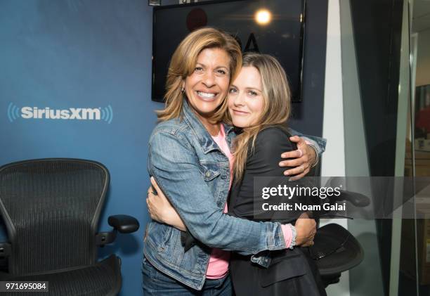 Hoda Kotb and Alicia Silverstone pose for a photo at the TODAY Show Radio at the SiriusXM Studios on June 11, 2018 in New York City.