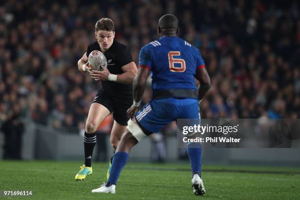 Beauden Barrett of the All Blacks during the International Test match between the New Zealand All Blacks and France at Eden Park on June 9, 2018 in...