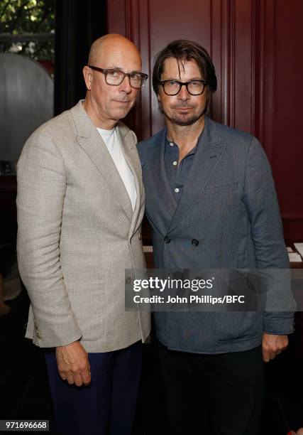 Dylan Jones and Oliver Spencer attend the GQ Dinner co-hosted by Loyle Carner during London Fashion Week Men's June 2018 at the The Principal London...