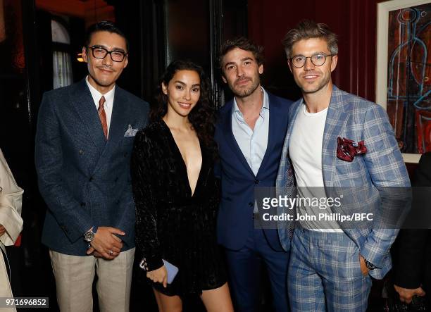 Hu Bing, Adrianne Ho, Robert Konjic and Darren Kennedy attend the GQ Dinner co-hosted by Loyle Carner during London Fashion Week Men's June 2018 at...