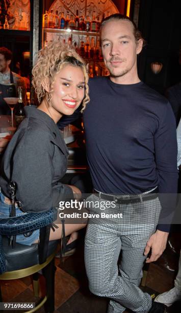 Raye and Diplo attend the GQ Dinner co-hosted by Dylan Jones and Loyle Carner to celebrate London Fashion Week Men's June 2018 at Neptune At The...