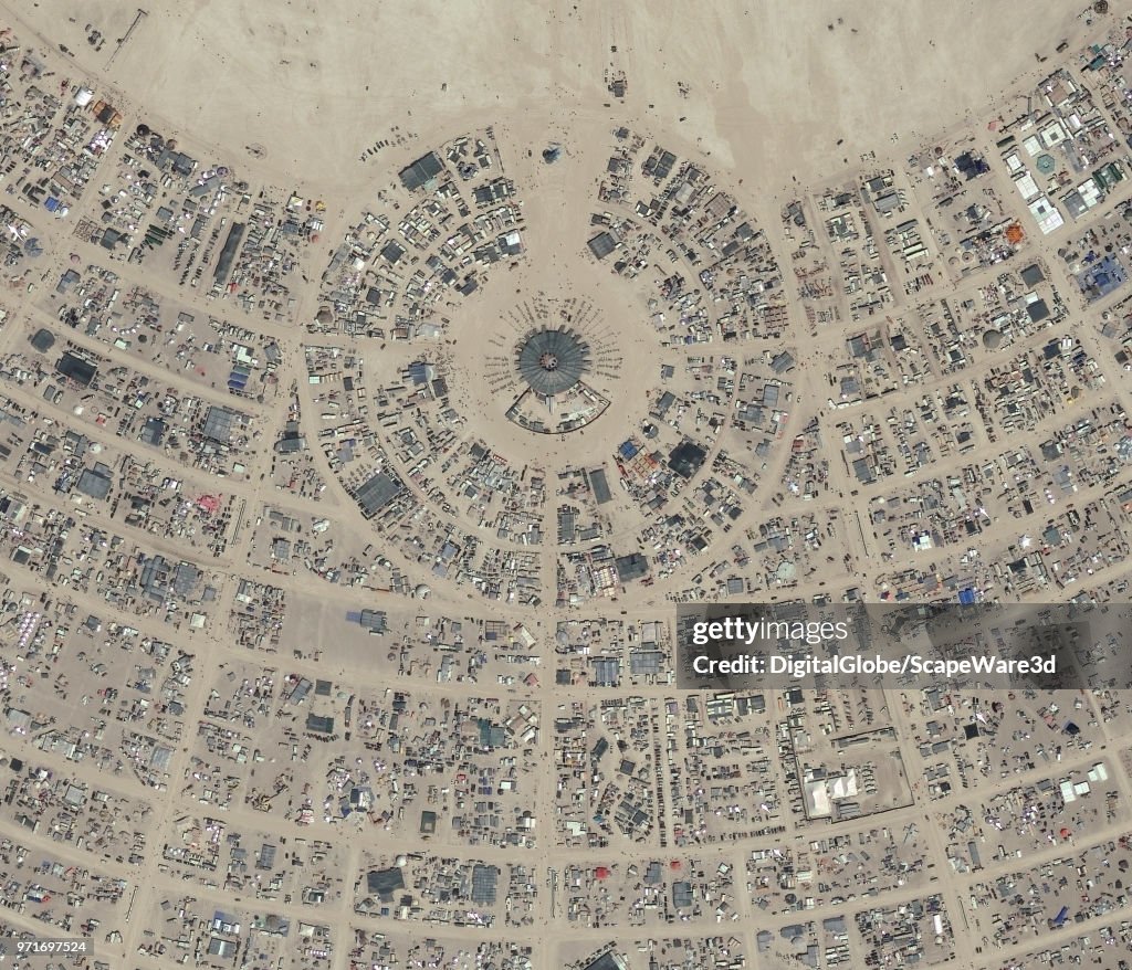AUGUST 28, 2017: DigitalGlobe close-up imagery of the 2017 Burning Man Festival in Northwest Nevada.