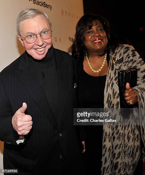 Movie Critic Roger Ebert and wife Chaz Hammelsmith Ebert attend "Precious" Pre Gala Screening Cocktail Reception Hosted by Blackberry held at the...