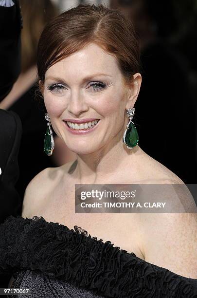 Best supporting actress nominee Julianne Moore arrives on the red carpet for the 67th Annual Golden Globe Awards at the Beverly Hilton Hotel in...