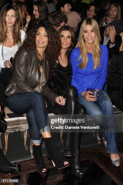 Afef, Elisabetta Canalis and Elena Santarelli attends Roberto Cavalli Milan Fashion Week Autumn/Winter 2010 show on February 28, 2010 in Milan, Italy.