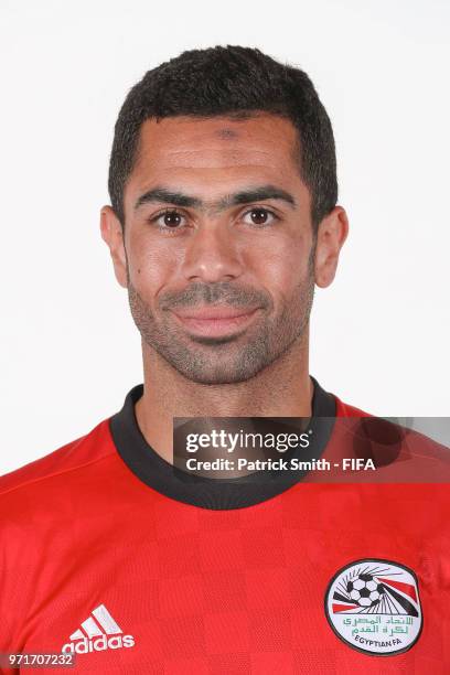 Ahmed Fathy of Egypt poses for a portrait during the official FIFA World Cup 2018 portrait session at The Local Hotel on June 11, 2018 in Gronzy,...