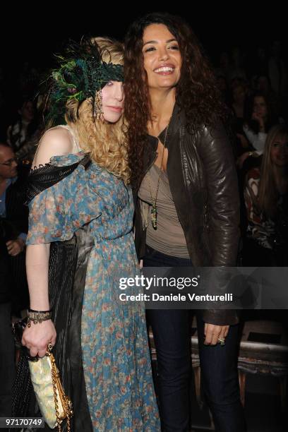 Courtney Love and Afef attend Roberto Cavalli Milan Fashion Week Autumn/Winter 2010 show on February 28, 2010 in Milan, Italy.