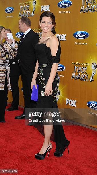 Actress Sandra Bullock arrives at the 41st NAACP Image Awards at The Shrine Auditorium on February 26, 2010 in Los Angeles, California.