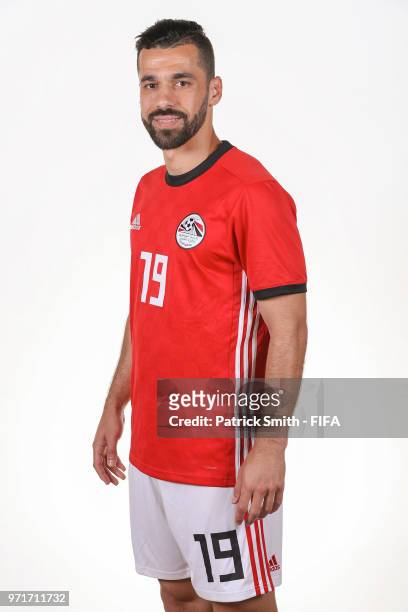 Abdallah Said of Egypt poses for a portrait during the official FIFA World Cup 2018 portrait session at The Local Hotel on June 11, 2018 in Gronzy,...