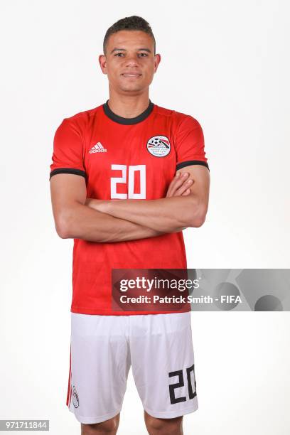 Saad Samir of Egypt poses for a portrait during the official FIFA World Cup 2018 portrait session at The Local Hotel on June 11, 2018 in Gronzy,...