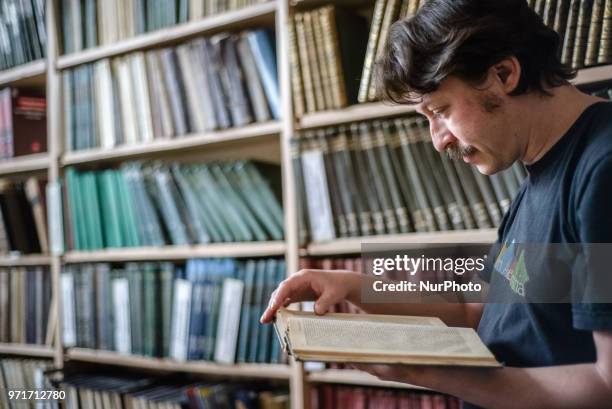 Pavel Goldin at his workplace in the National Academy of Sciences of Ukraine, Kiev, Ukraine on March 2018. Pavel Goldin is a scientist specializing...