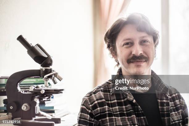 Pavel Goldin at his workplace in the National Academy of Sciences of Ukraine, Kiev, Ukraine on March 2018. Pavel Goldin is a scientist specializing...