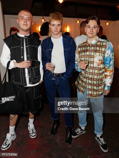 Mikey Pierce, Thomas Petherick and Danny Hyland attend the Fashion East and Bistrotheque private dinner celebrating the close of London Fashion Week...