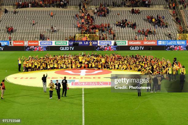 Foster children pictured after a FIFA international friendly match between Belgium and Costa Rica as preparation for the 2018 FIFA World Cup Russia...