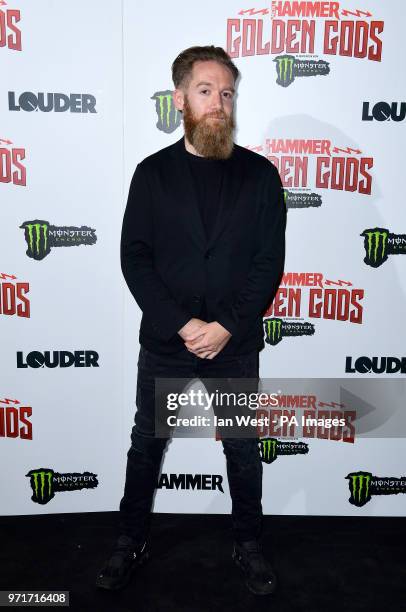 Merlin Sutter of Cellar Darling attending the Metal Hammer Golden Gods Awards 2018 held at indigo at The O2 in London. PRESS ASSOCIATION Photo....