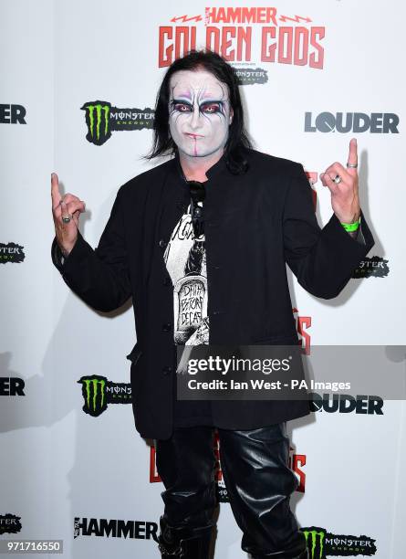 Dani Filth of Cradle of Flith in the press room at the Metal Hammer Golden Gods Awards 2018 held at indigo at The O2 in London.