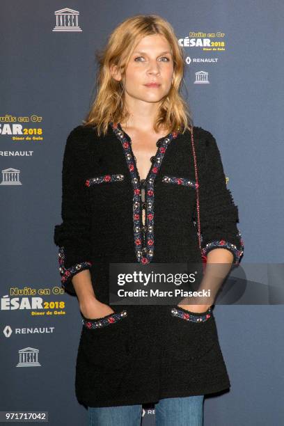 Actress Clemence Poesy attends the 'Les Nuits En Or 2018' dinner gala at UNESCO on June 11, 2018 in Paris, France.