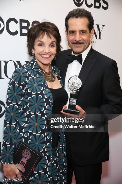 Brooke Adams and Tony Shalhoub pose in the 72nd Annual Tony Awards Press Room at 3 West Club on June 10, 2018 in New York City.