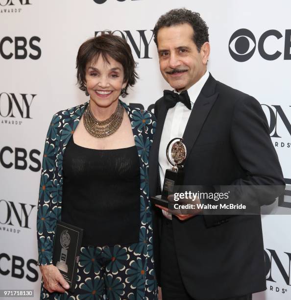 Brooke Adams and Tony Shalhoub pose in the 72nd Annual Tony Awards Press Room at 3 West Club on June 10, 2018 in New York City.