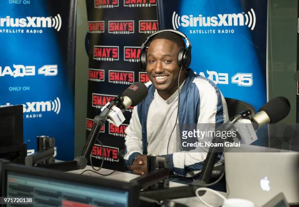 Hannibal Buress visits 'Sway in the Morning' with Sway Calloway on Eminem's Shade 45 at the SiriusXM Studios on June 11, 2018 in New York City.