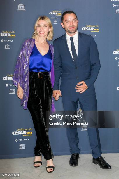 Anne Marivin and Guillaume Gouix attend the 'Les Nuits En Or 2018' dinner gala at UNESCO on June 11, 2018 in Paris, France.