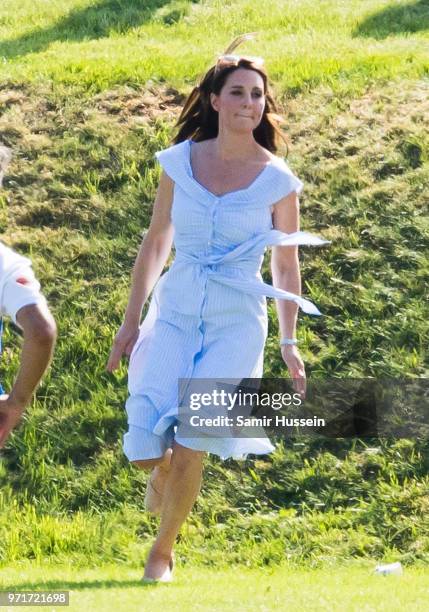 Catherine, Duchess of Cambridge attends the Maserati Royal Charity Polo Trophy at Beaufort Park on June 10, 2018 in Gloucester, England.