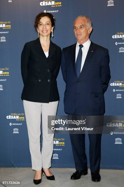 Audrey Azoulay and Alain Terzian attend "Les Nuits en Or 2018" at UNESCO on June 11, 2018 in Paris, France.