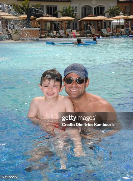 Ty Mesnick and Jason Mesnick attend the grand opening of Italian Village & Pirates Island Waterpark at Beaches Turks & Caicos Resort Villages & Spa...