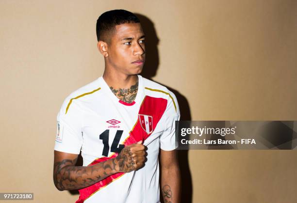 Andy Polo of Peru poses for a portrait during the official FIFA World Cup 2018 portrait session on June 11, 2018 in Moscow, Russia.