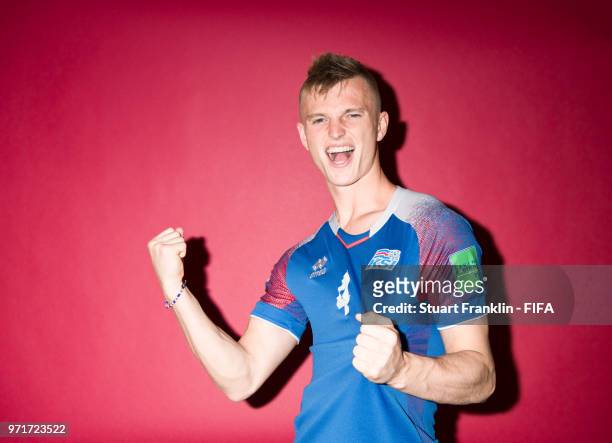 Albert Gudmundsson of Iceland poses for a picture during the official FIFA World Cup 2018 portrait session at on June 11, 2018 in Gelendzhik, Russia.