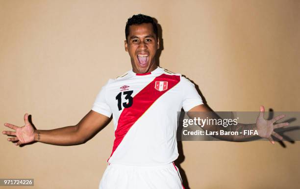 Renato Tapia of Peru poses for a portrait during the official FIFA World Cup 2018 portrait session on June 11, 2018 in Moscow, Russia.