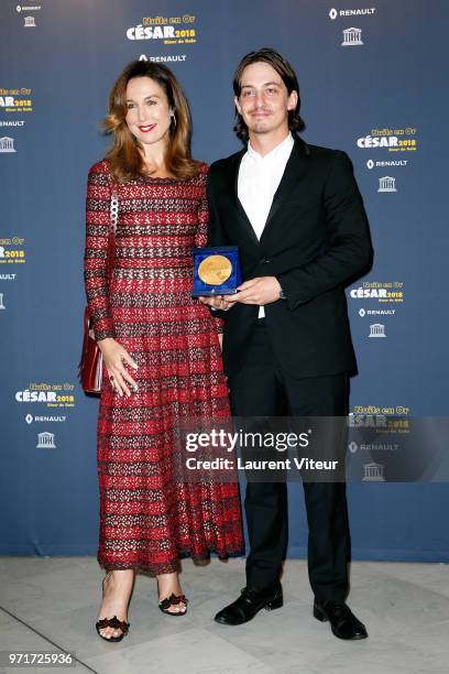 Elsa Zylberstein and Aske Bang attend "Les Nuits en Or 2018" at UNESCO on June 11, 2018 in Paris, France.