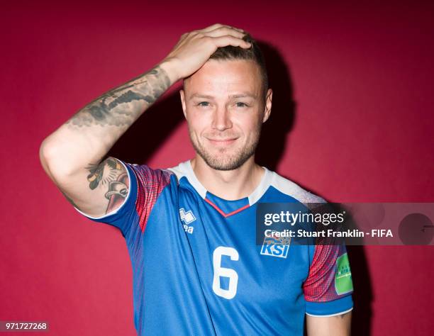 Ragnar Sigurdsson of Iceland poses for a picture during the official FIFA World Cup 2018 portrait session at on June 11, 2018 in Gelendzhik, Russia.