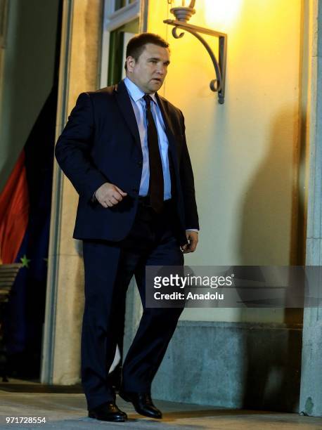 Foreign Minister of Ukraine Pavlo Klimkin arrives for a joint press conference following a Normandy format meeting with German Foreign Minister Heiko...