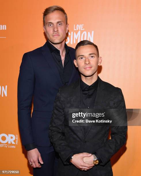Jussi-Pekka Kajaala and Host and Olympic Athlete Adam Rippon attends The Trevor Project TrevorLIVE NYC at Cipriani Wall Street on June 11, 2018 in...