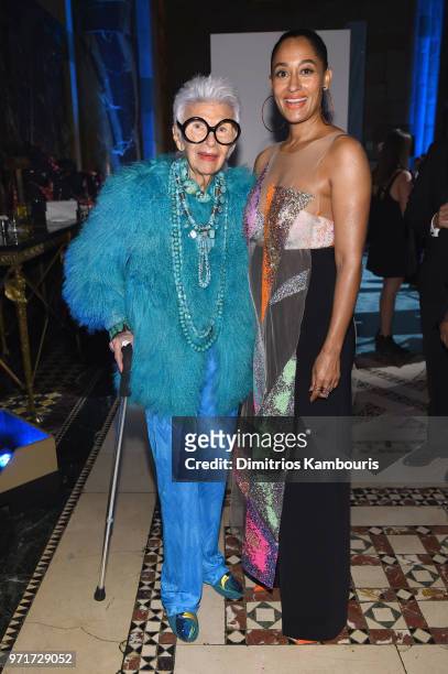 Iris Apfel and Tracee Ellis Ross attend the 22nd Annual Accessories Council ACE Awards at Cipriani 42nd Street on June 11, 2018 in New York City.